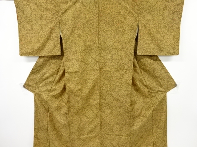 JAPANESE KIMONO / ANTIQUE KIMONO / SILK / OSHMA TSUMUGI / FLORAL CREST SARASA